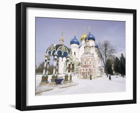 Monastery of the Christian St. Sergius Cathedral of the Assumption in Snow, Moscow Area, Russia-Gavin Hellier-Framed Photographic Print