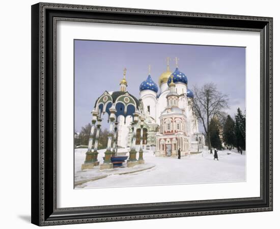 Monastery of the Christian St. Sergius Cathedral of the Assumption in Snow, Moscow Area, Russia-Gavin Hellier-Framed Photographic Print