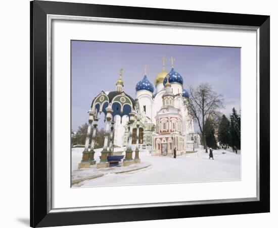 Monastery of the Christian St. Sergius Cathedral of the Assumption in Snow, Moscow Area, Russia-Gavin Hellier-Framed Photographic Print