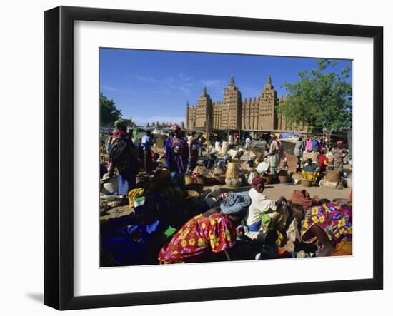 Monday Market Outside the Grand Mosque, UNESCO World Heritage Site, Djenne, Mali, West Africa-Morandi Bruno-Framed Photographic Print