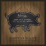 Blackboard Pig Restaurant Menu Card-Mondih-Framed Art Print