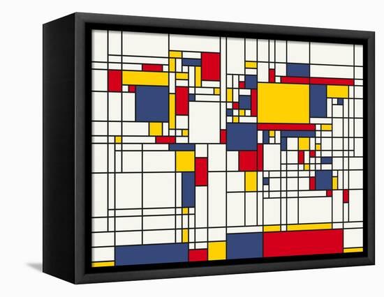 Mondrian Abstract World Map-Michael Tompsett-Framed Stretched Canvas