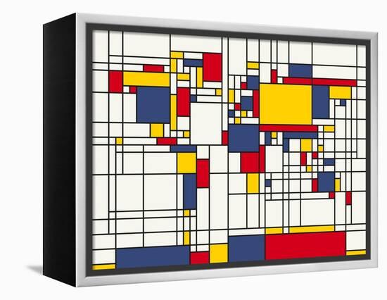 Mondrian Abstract World Map-Michael Tompsett-Framed Stretched Canvas