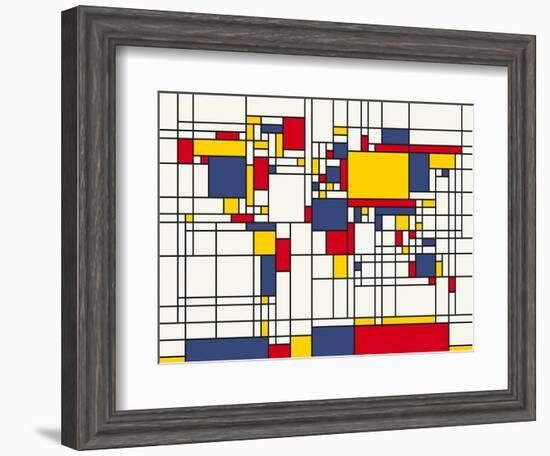 Mondrian Abstract World Map-Michael Tompsett-Framed Art Print