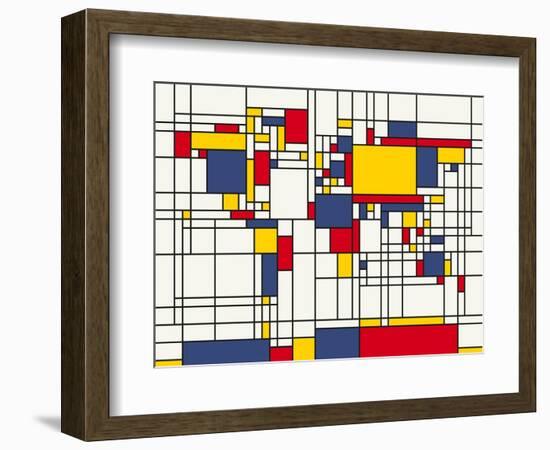 Mondrian Abstract World Map-Michael Tompsett-Framed Art Print