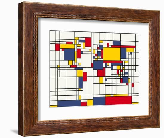 Mondrian Abstract World Map-Michael Tompsett-Framed Art Print