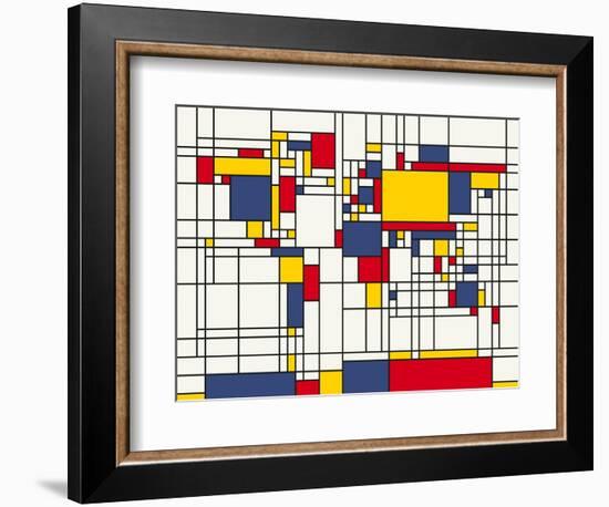 Mondrian Abstract World Map-Michael Tompsett-Framed Art Print