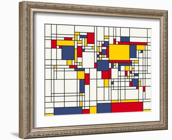 Mondrian Abstract World Map-Michael Tompsett-Framed Art Print