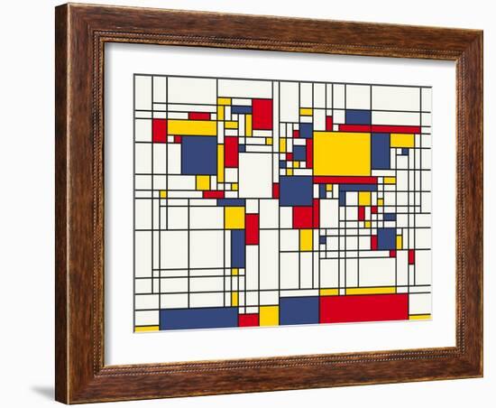 Mondrian Abstract World Map-Michael Tompsett-Framed Art Print