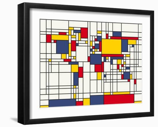 Mondrian Abstract World Map-Michael Tompsett-Framed Art Print