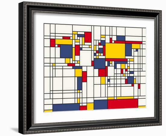 Mondrian Abstract World Map-Michael Tompsett-Framed Art Print