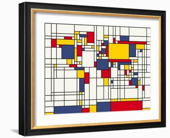 Mondrian Abstract World Map-Michael Tompsett-Framed Art Print