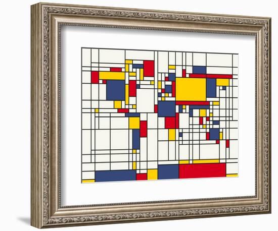 Mondrian Abstract World Map-Michael Tompsett-Framed Premium Giclee Print