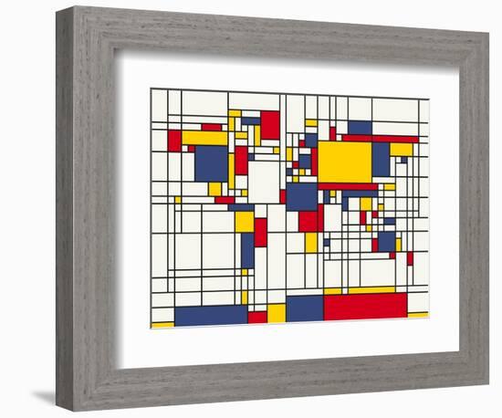 Mondrian Abstract World Map-Michael Tompsett-Framed Premium Giclee Print