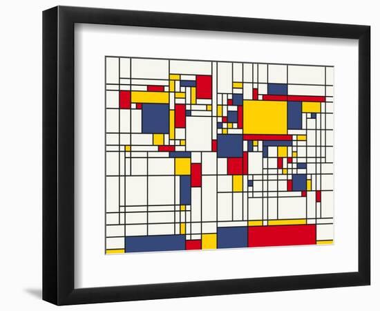 Mondrian Abstract World Map-Michael Tompsett-Framed Premium Giclee Print