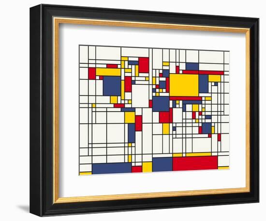 Mondrian Abstract World Map-Michael Tompsett-Framed Premium Giclee Print