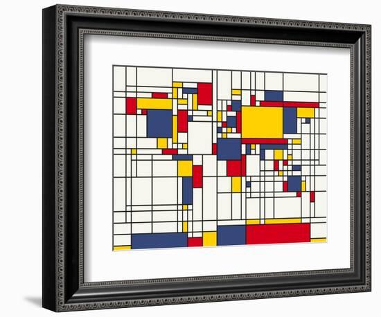 Mondrian Abstract World Map-Michael Tompsett-Framed Art Print