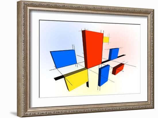 Mondrian Inspired 3D-Michael Tompsett-Framed Art Print