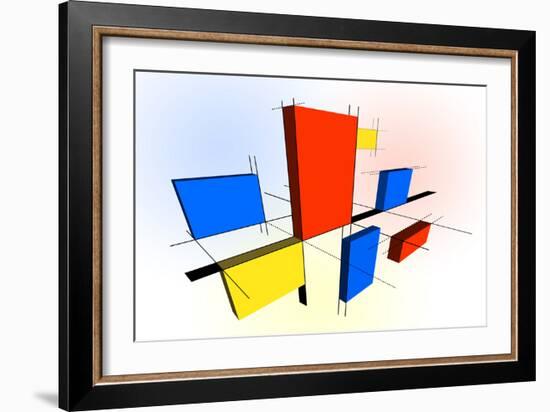 Mondrian Inspired 3D-Michael Tompsett-Framed Art Print