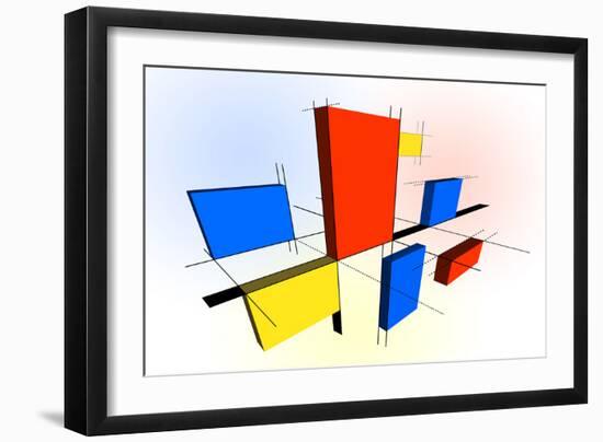 Mondrian Inspired 3D-Michael Tompsett-Framed Art Print