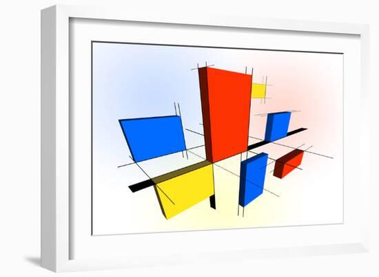 Mondrian Inspired 3D-Michael Tompsett-Framed Art Print