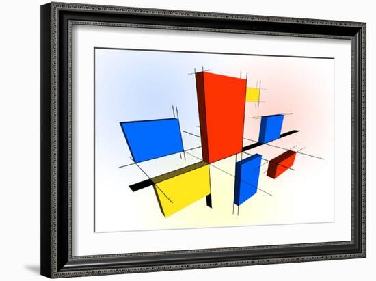 Mondrian Inspired 3D-Michael Tompsett-Framed Art Print