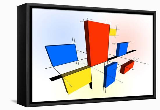 Mondrian Inspired 3D-Michael Tompsett-Framed Stretched Canvas