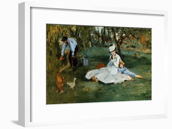 Monet Family In Garden-Claude Monet-Framed Giclee Print