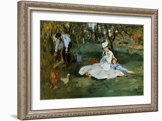 Monet Family In Garden-Claude Monet-Framed Giclee Print