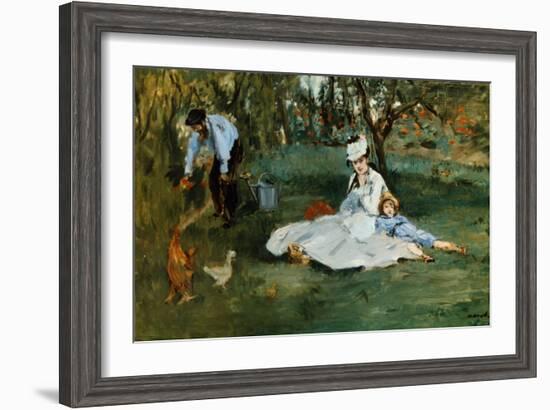 Monet Family In Garden-Claude Monet-Framed Giclee Print