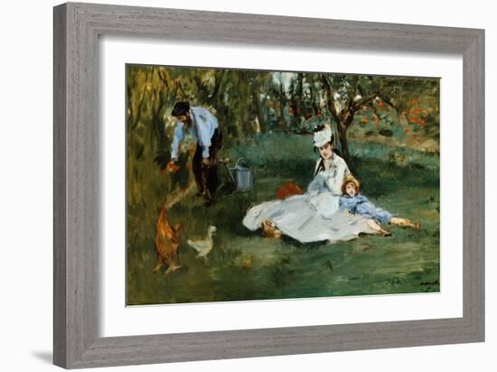 Monet Family In Garden-Claude Monet-Framed Giclee Print