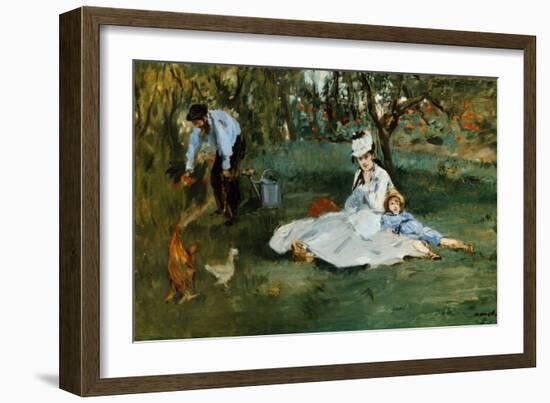 Monet Family In Garden-Claude Monet-Framed Giclee Print