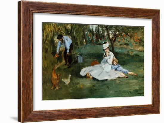 Monet Family In Garden-Claude Monet-Framed Giclee Print