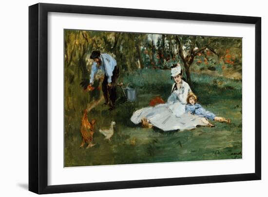 Monet Family In Garden-Claude Monet-Framed Giclee Print