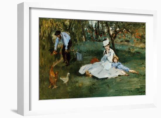 Monet Family In Garden-Claude Monet-Framed Giclee Print