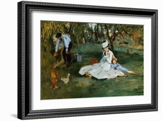 Monet Family In Garden-Claude Monet-Framed Giclee Print