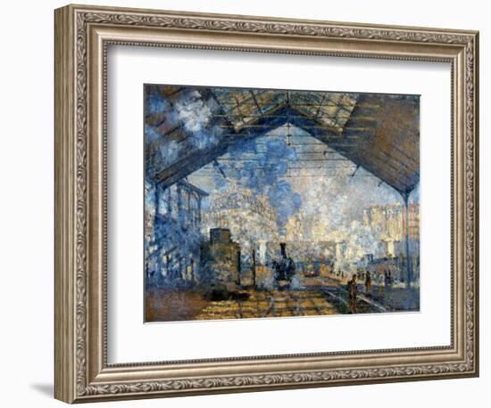 Monet: Gare St-Lazare, 1877-Claude Monet-Framed Premium Giclee Print