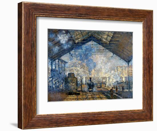 Monet: Gare St-Lazare, 1877-Claude Monet-Framed Premium Giclee Print