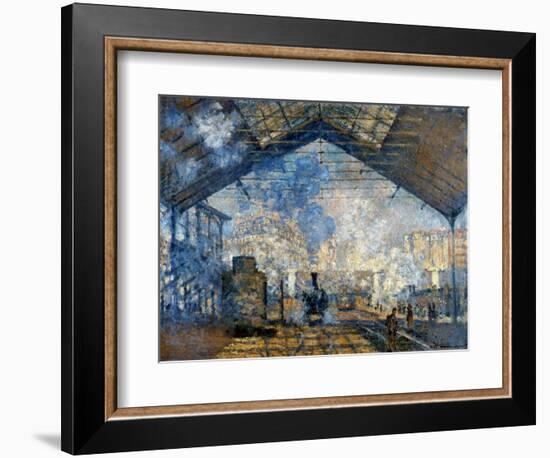 Monet: Gare St-Lazare, 1877-Claude Monet-Framed Premium Giclee Print