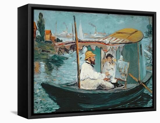 Monet in His Floating Studio, 1874-Edouard Manet-Framed Premier Image Canvas