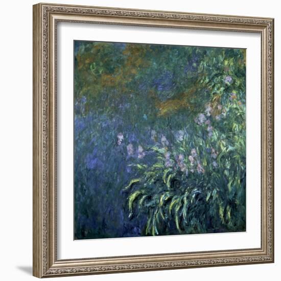 Monet: Irises By The Pond-Claude Monet-Framed Giclee Print