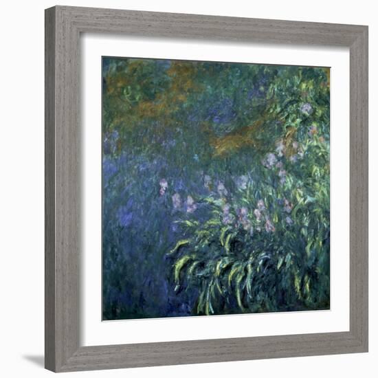 Monet: Irises By The Pond-Claude Monet-Framed Giclee Print