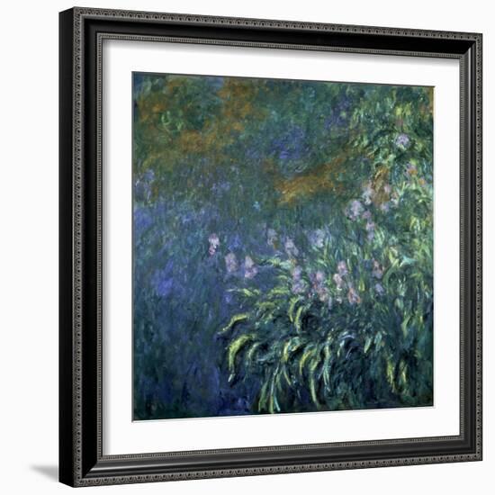 Monet: Irises By The Pond-Claude Monet-Framed Giclee Print