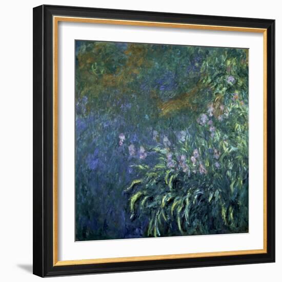 Monet: Irises By The Pond-Claude Monet-Framed Giclee Print