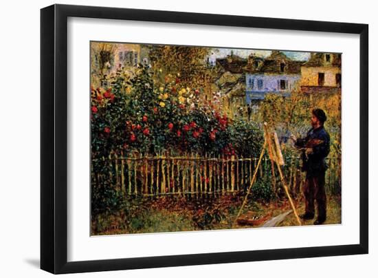 Monet Painting in His Garden in Argenteuil-Claude Monet-Framed Art Print