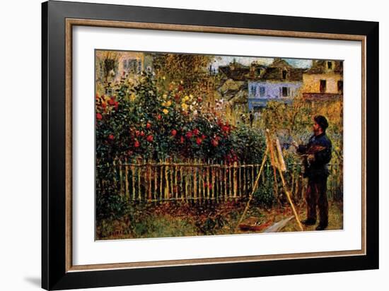 Monet Painting in His Garden in Argenteuil-Claude Monet-Framed Art Print