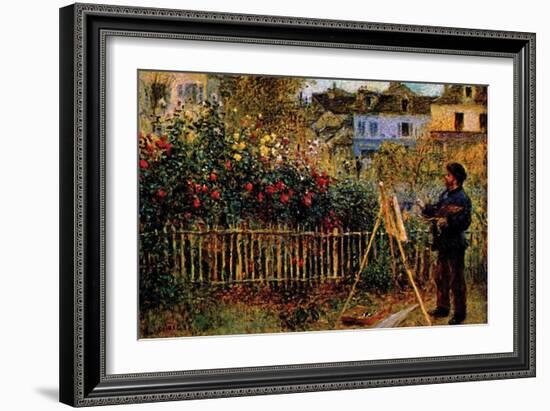 Monet Painting in His Garden in Argenteuil-Claude Monet-Framed Art Print