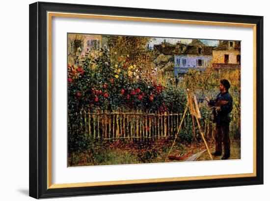 Monet Painting in His Garden in Argenteuil-Claude Monet-Framed Art Print