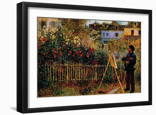 Monet Painting In His Garden In Argenteuil-Claude Monet-Framed Art Print