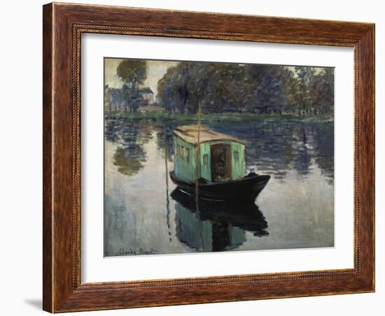 Monet's Studio-Boat, 1874-Claude Monet-Framed Giclee Print